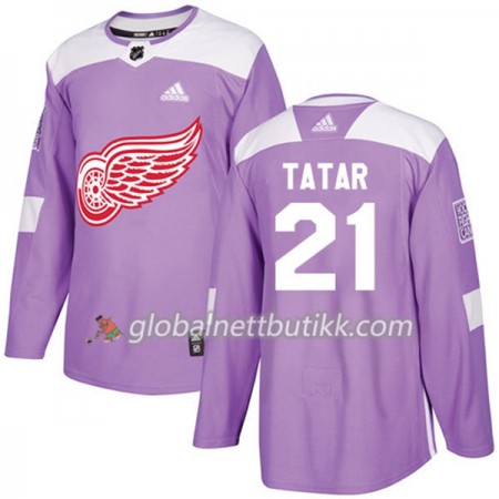 Detroit Red Wings Hockeydrakt Tomas Tatar 21 2017-2018 Purple Fights Cancer Practice Adidas Authentic - Herre